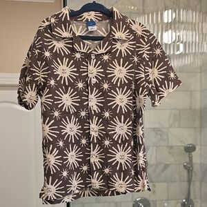 Brown Sun-Print Short Sleeve Shirt